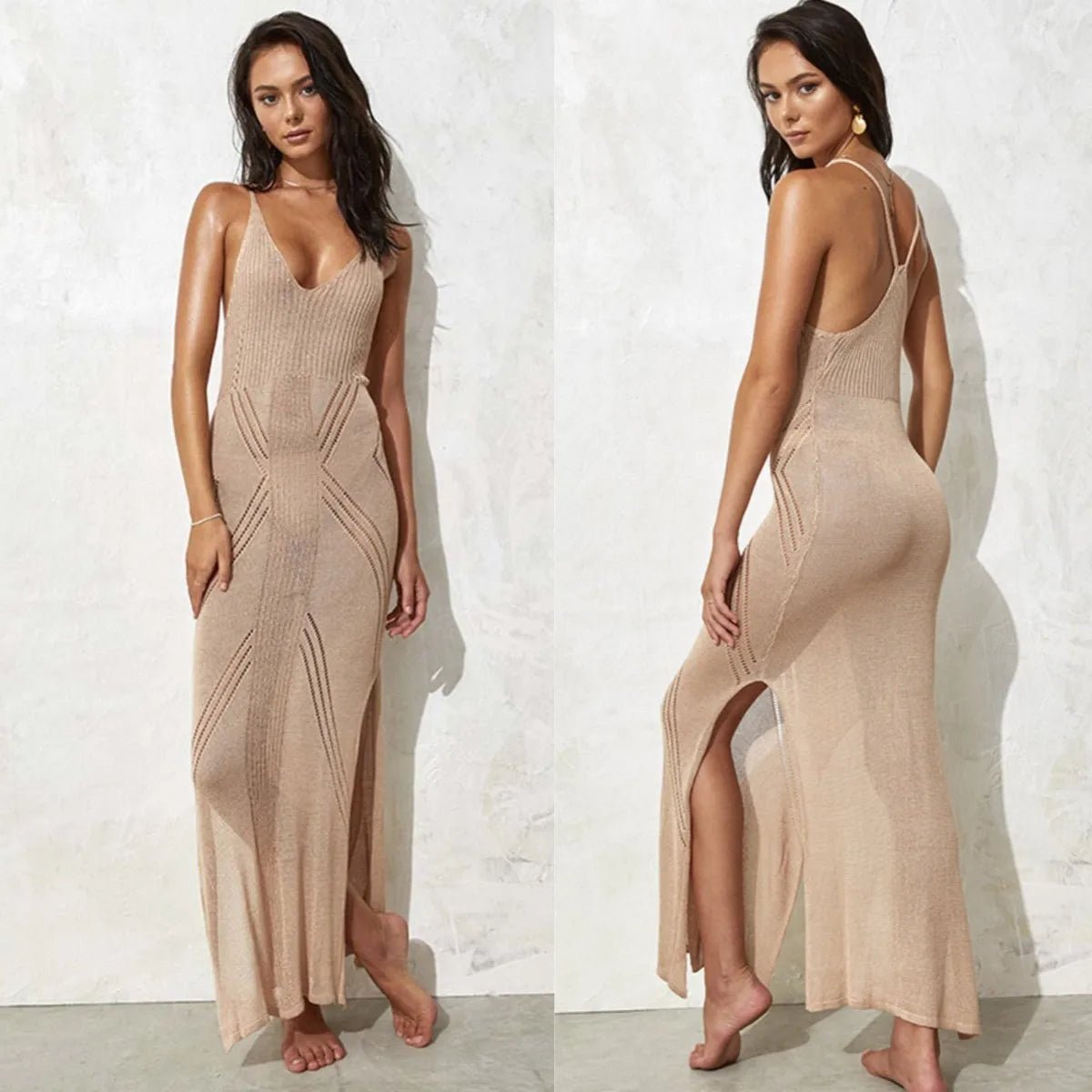 HIGH SLIT KNIT COVERUP DRESS - QUIT//FITDress