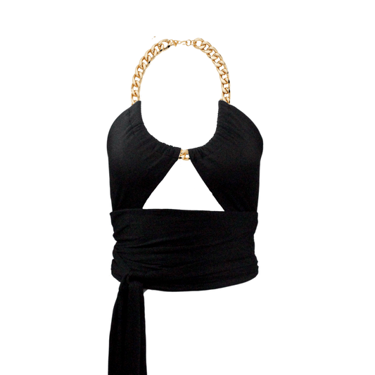 CHAIN WRAP HALTER TOP - QUIT//FITTop