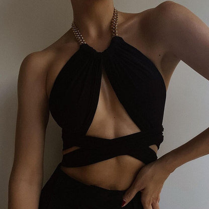 CHAIN WRAP HALTER TOP - QUIT//FITTop