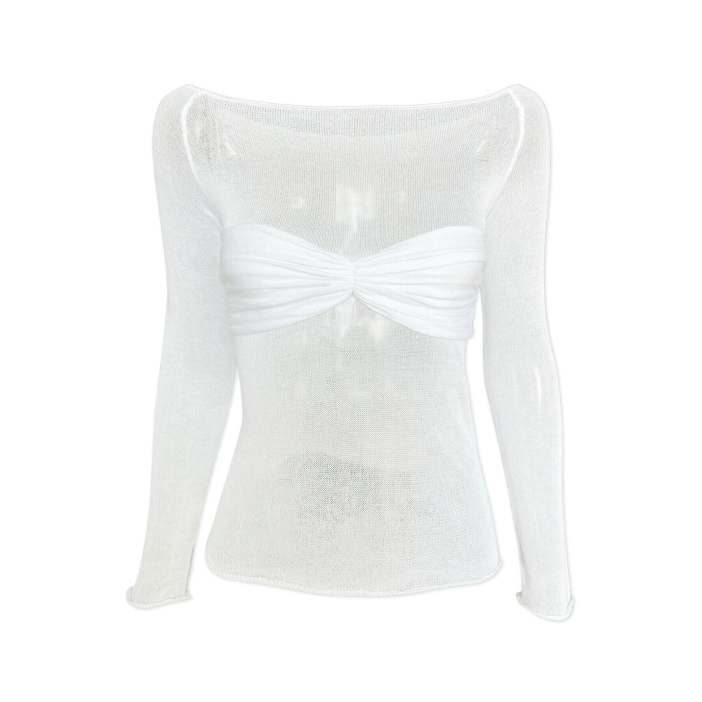 OFF THE SHOULDER SHEER KNIT TOP - WHITE - QUIT//FITTop