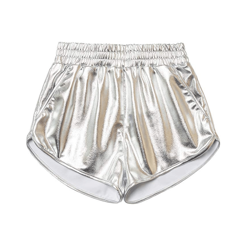 RETRO METALLIC SHORTS - SILVER - QUIT//FITBottom